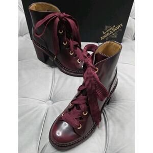 The Office of Angela Scott Miss Billie Boots Dark Red Leather Womens Shoes 37 7